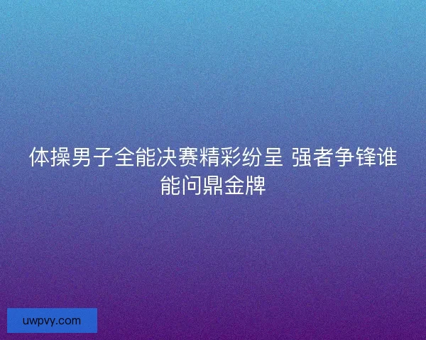 体操男子全能决赛精彩纷呈 强者争锋谁能问鼎金牌